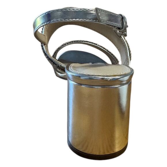 Nina Naomi Rhinestone Open Toe Block Heel Silver Wmns Size 5M - WORN ONCE - Picture 6 of 8